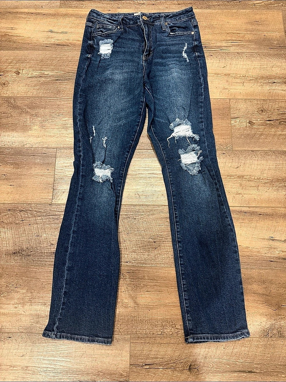 CP Jeans Distressed Bootcut Jeans in Blue Waist 27